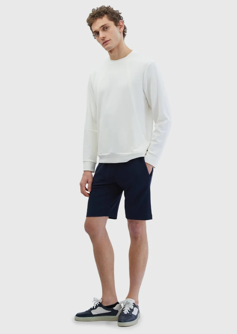 RAMSEY Navy Blue Knitting Jogging Fit Sport Bermuda