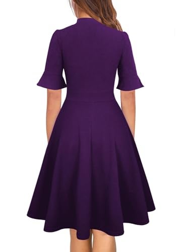 RANPHEE Vestidos Elegantes de Mujer para Fiesta Purple Dress for Women Summer Cute Ladies Church Travel Vacation Empire Waist Swing Fit and Flare Dresses M - Image 2