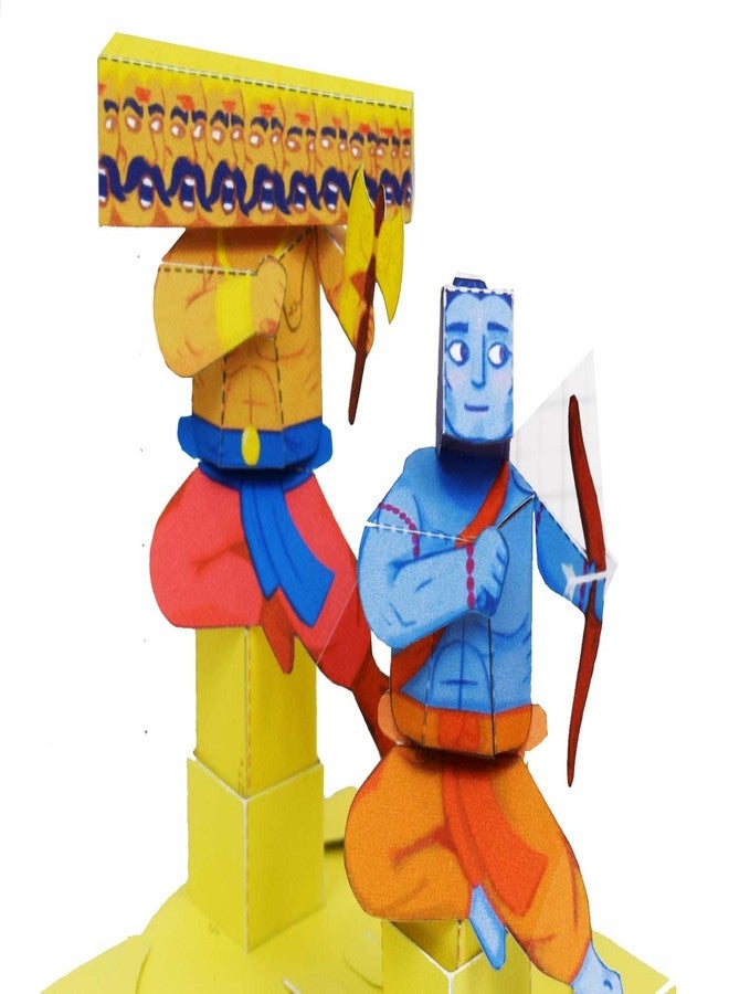 Crackles Steam Toys DIY 3D Paper Model Automata Bot with Animated Movements Indian Mythology Series (Ram and Ravan Duel) - Set of 2,Multicolor - Image 3