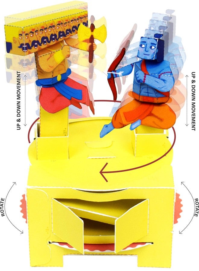 Crackles Steam Toys DIY 3D Paper Model Automata Bot with Animated Movements Indian Mythology Series (Ram and Ravan Duel) - Set of 2,Multicolor - Image 2