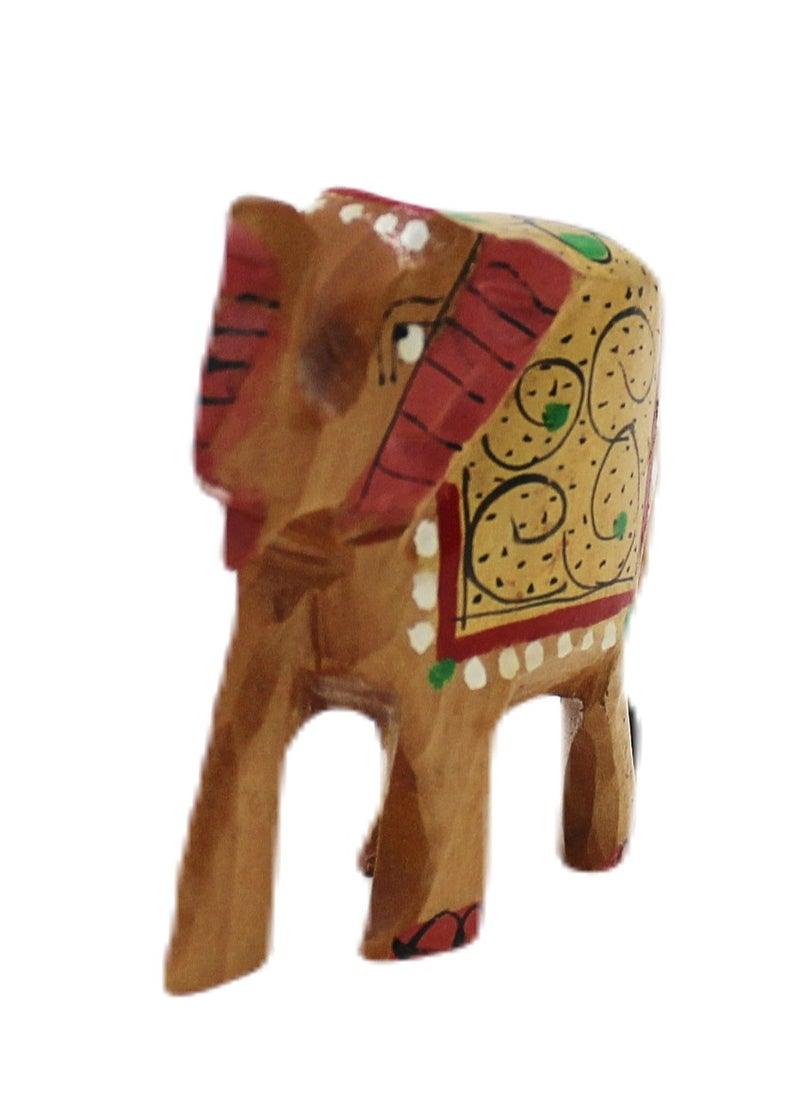 Antique Museum Wooden Handcrafted Elephant Figurine In Miniature  - Image 4