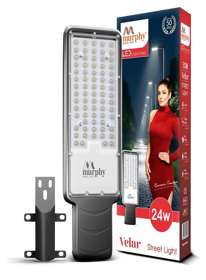 Murphy Velar 24W LED Street Light | Aluminium Body | IP66 Waterproof | 2400 Lumens | 6500K Cool White | BIS Certified | Energy Efficient Outdoor Light | 2-Year Warranty (Pack of 1) - Image 1