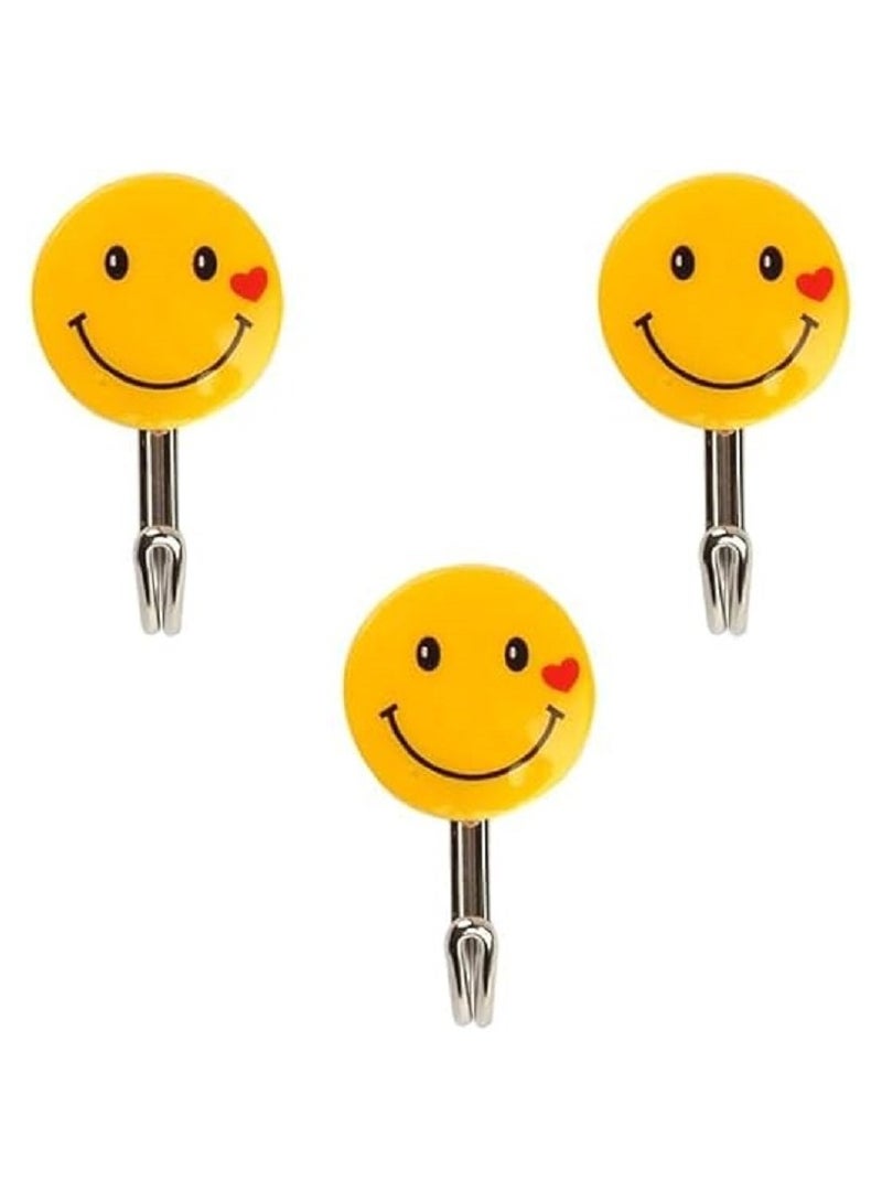 Smile Smiley Face 9 Piece Stainless Steel Wall Hook Set - Wall Hanging Hook - Metal Yellow - Image 2