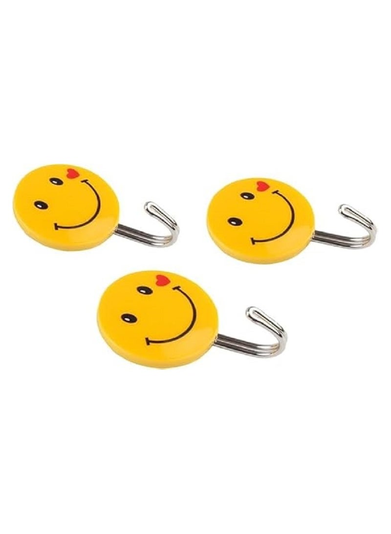 Smile Smiley Face 9 Piece Stainless Steel Wall Hook Set - Wall Hanging Hook - Metal Yellow - Image 3