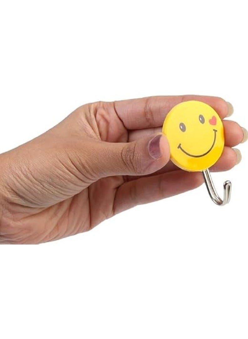 Smile Smiley Face 9 Piece Stainless Steel Wall Hook Set - Wall Hanging Hook - Metal Yellow - Image 4