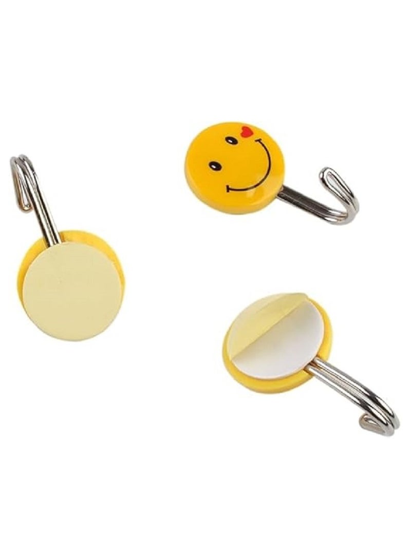 Smile Smiley Face 9 Piece Stainless Steel Wall Hook Set - Wall Hanging Hook - Metal Yellow - Image 5