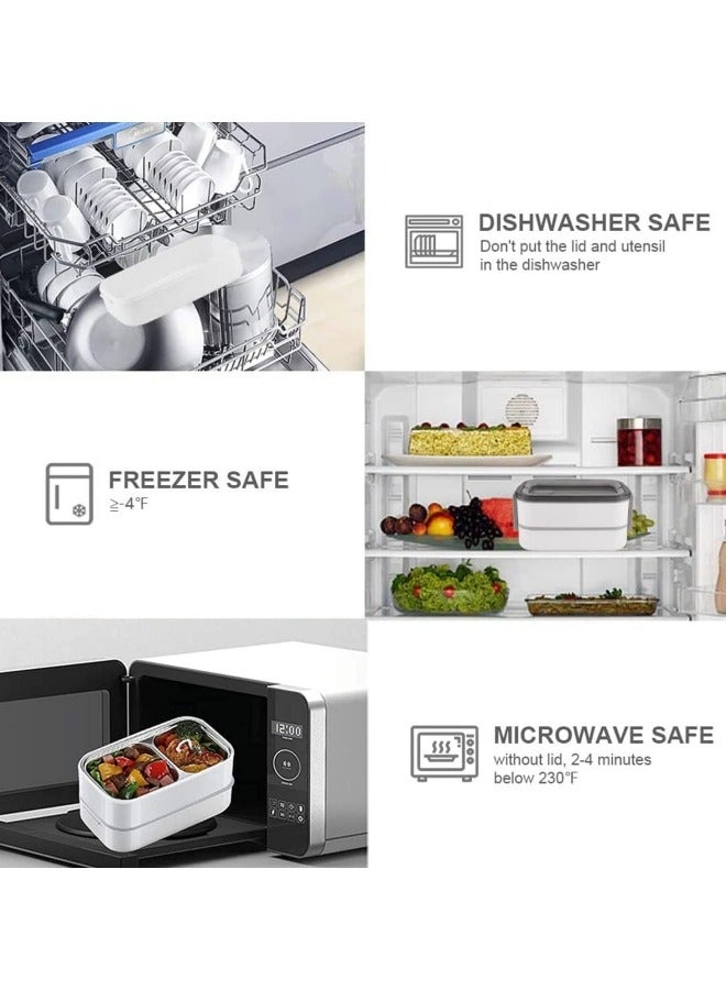 جيجيرو صندوق غداء بينتو من الفولاذ المقاوم للصدأ، حاوية طعام مكونة من طبقتين بسعة 1400 مل مع حقيبة - Image 3