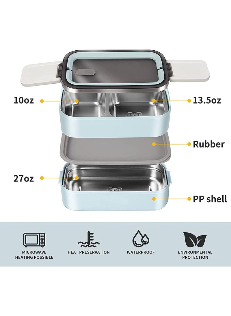 جيجيرو صندوق غداء بينتو من الفولاذ المقاوم للصدأ، حاوية طعام مكونة من طبقتين بسعة 1400 مل مع حقيبة - Image 5