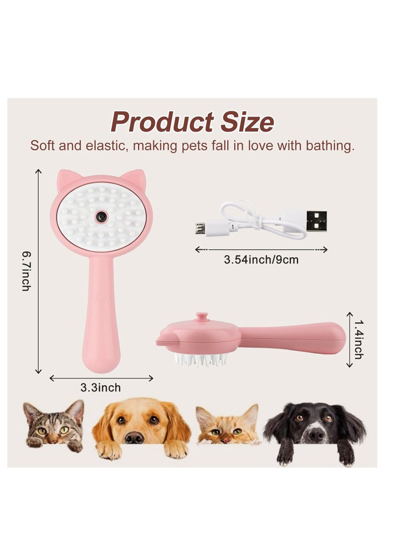 KASTWAVE Cat Steam Brush, 3 in 1 Cat Steamy Brush Cleanser, Silicone Massage Grooming Brush for Shedding, Pet Hair Cleaning Brush Comb for Cats Dogs, 2 Pcs, Blue and Pink - Image 2