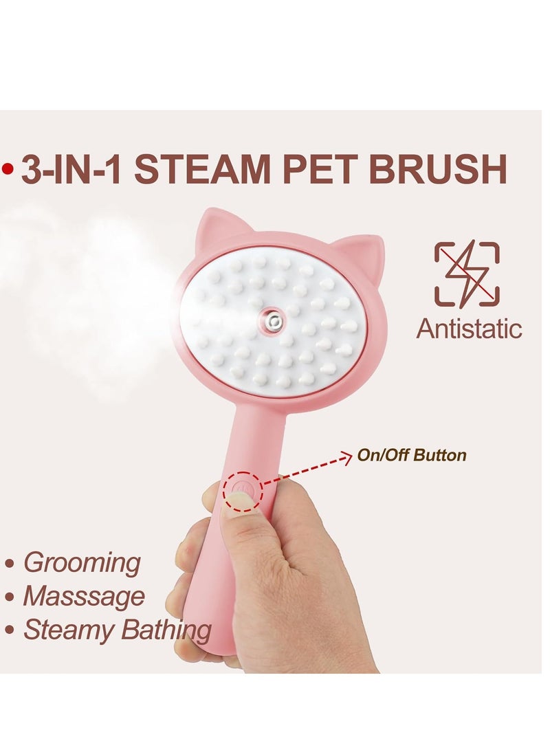 KASTWAVE Cat Steam Brush, 3 in 1 Cat Steamy Brush Cleanser, Silicone Massage Grooming Brush for Shedding, Pet Hair Cleaning Brush Comb for Cats Dogs, 2 Pcs, Blue and Pink - Image 4