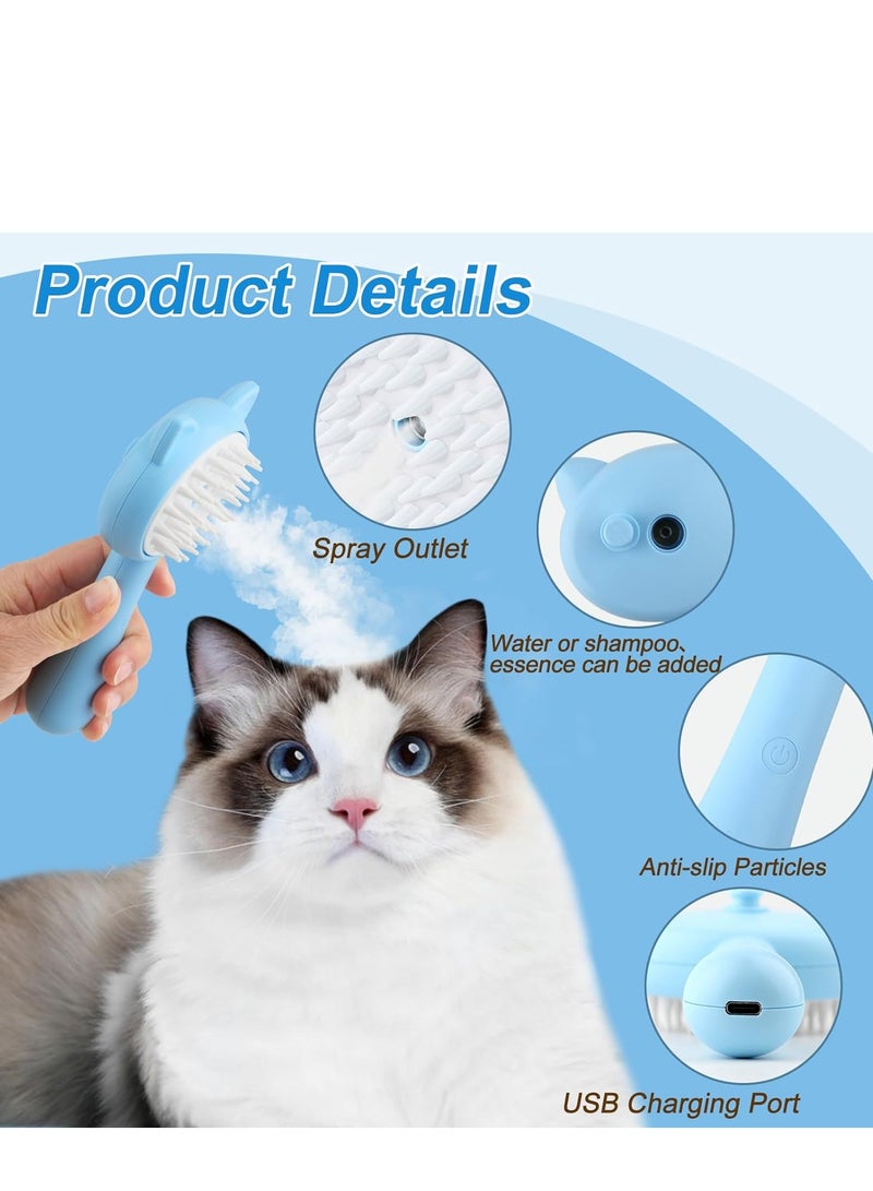 KASTWAVE Cat Steam Brush, 3 in 1 Cat Steamy Brush Cleanser, Silicone Massage Grooming Brush for Shedding, Pet Hair Cleaning Brush Comb for Cats Dogs, 2 Pcs, Blue and Pink - Image 5