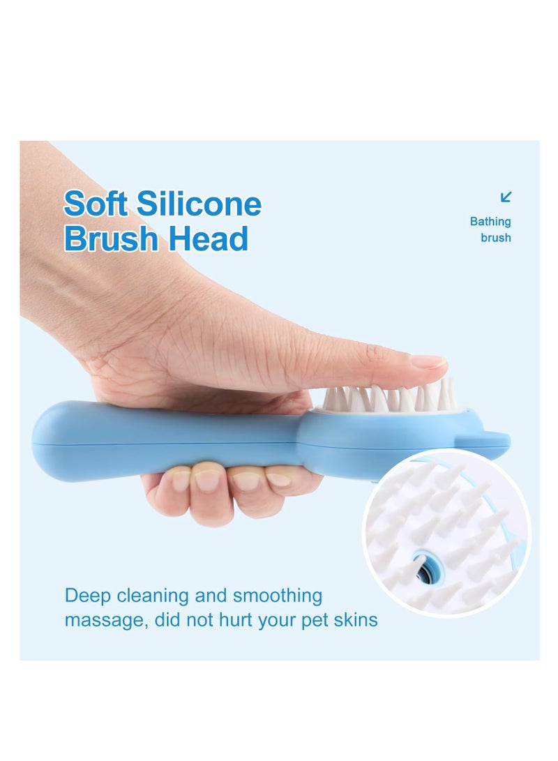 KASTWAVE Cat Steam Brush, 3 in 1 Cat Steamy Brush Cleanser, Silicone Massage Grooming Brush for Shedding, Pet Hair Cleaning Brush Comb for Cats Dogs, 2 Pcs, Blue and Pink - Image 3