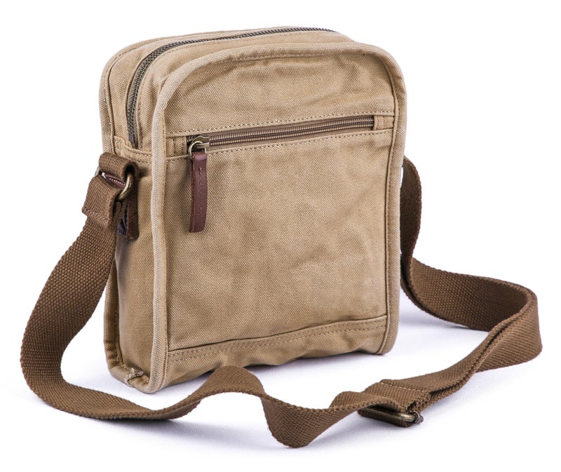 GOOTIUM Small Canvas Cross Body Messenger Bag, Khaki