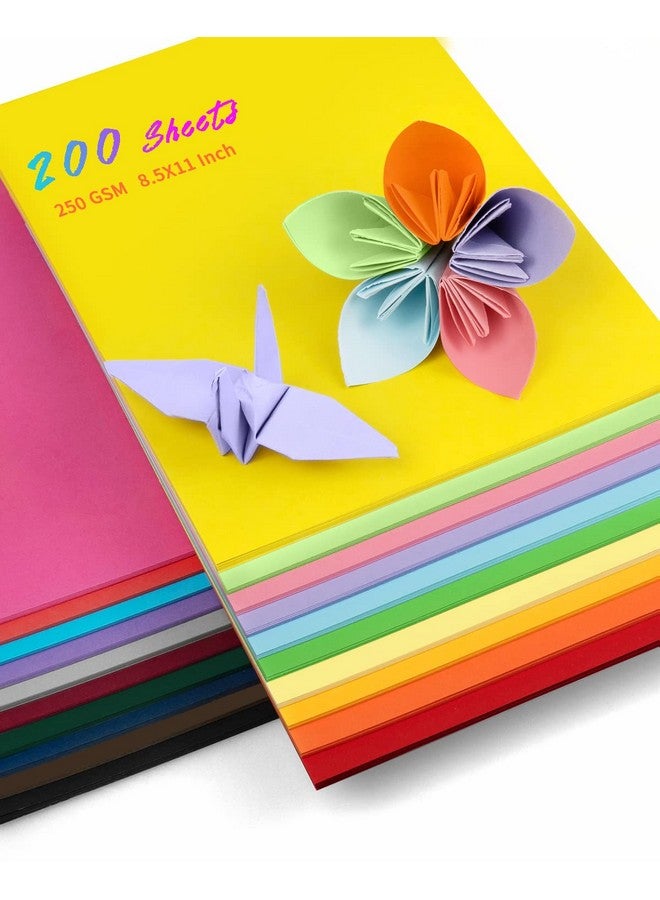 QYH Colored Cardstock 200 Sheets, 8.5” X 11” Cardstock Paper - 20 Assorted Colors, 250 Gsm Card Stock Printer Paper Scrapbooking Supplies For Diy Crafts, Scrapbooking, Card Making  - Image 1