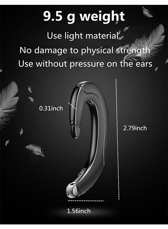 Quantum Wireless Bluetooth Headphone, Non Ear Plug Non Bone Conduction Ear Hook Earbuds, Lightweight Waterproof Earpiece for Business/Office/Sports (Black) - Image 2