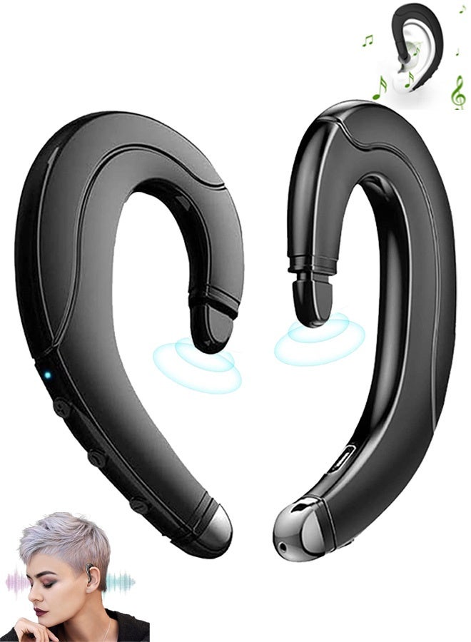 Quantum Wireless Bluetooth Headphone, Non Ear Plug Non Bone Conduction Ear Hook Earbuds, Lightweight Waterproof Earpiece for Business/Office/Sports (Black) - Image 1