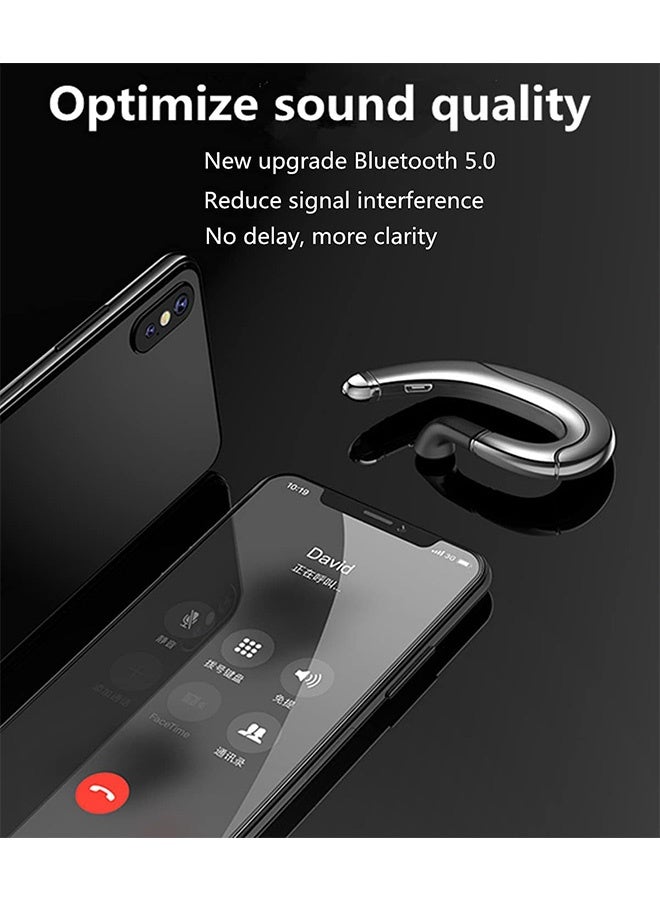 Quantum Wireless Bluetooth Headphone, Non Ear Plug Non Bone Conduction Ear Hook Earbuds, Lightweight Waterproof Earpiece for Business/Office/Sports (Black) - Image 4