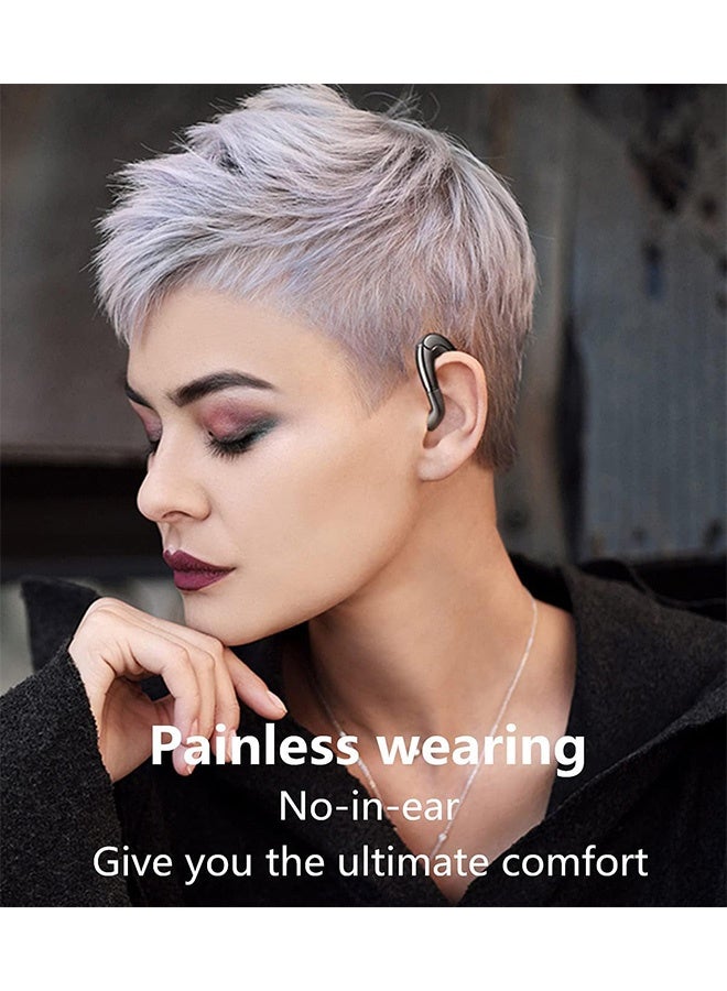 Quantum Wireless Bluetooth Headphone, Non Ear Plug Non Bone Conduction Ear Hook Earbuds, Lightweight Waterproof Earpiece for Business/Office/Sports (Black) - Image 5