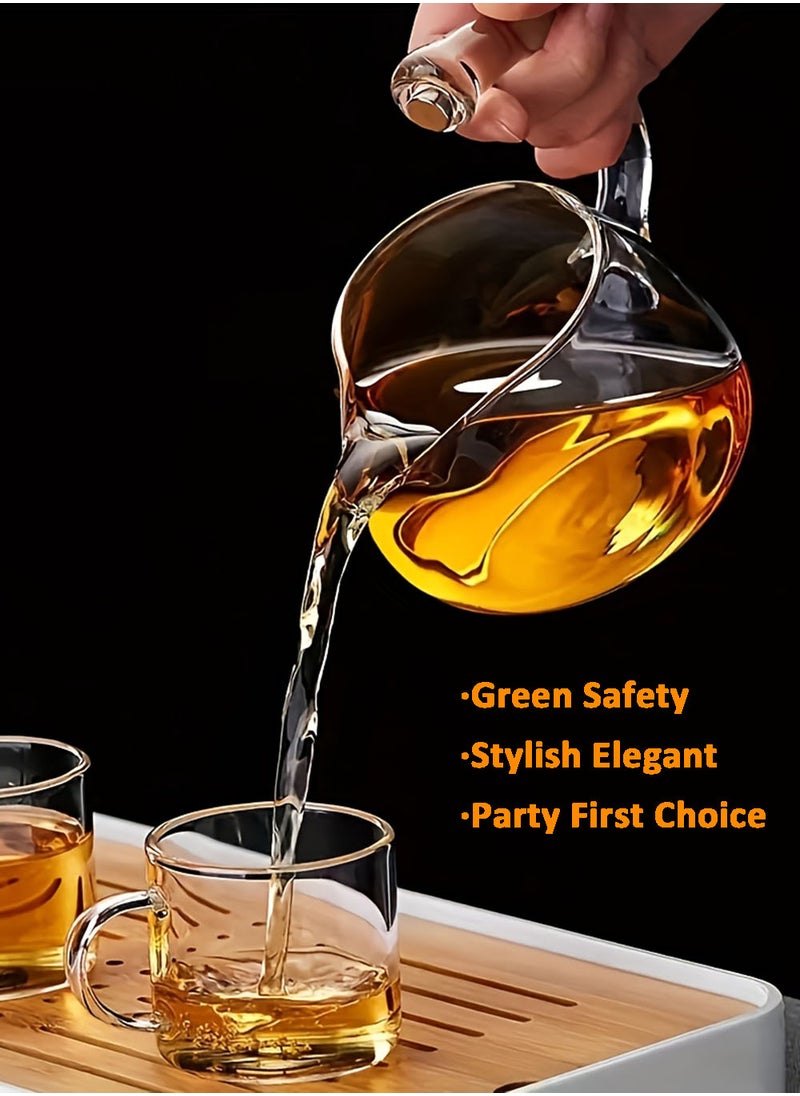 EzzySo - Clear Glass Teapot Set Semi Automatic Drip Rotating, Infuser Kungfu Clear Tea pot Heat Resistant Tea Set for Tea House, Restaurants, and Home Gatherings - Image 1