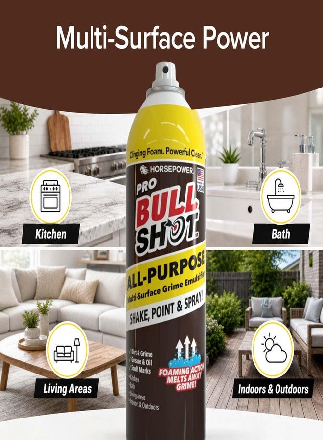Horsepower Bull Shot All-Purpose Foam Cleaner, AS SEEN ON TV, Removes Greasy Residue, Fingerprints, Grime & Dirt Fast, USA Made - Image 2