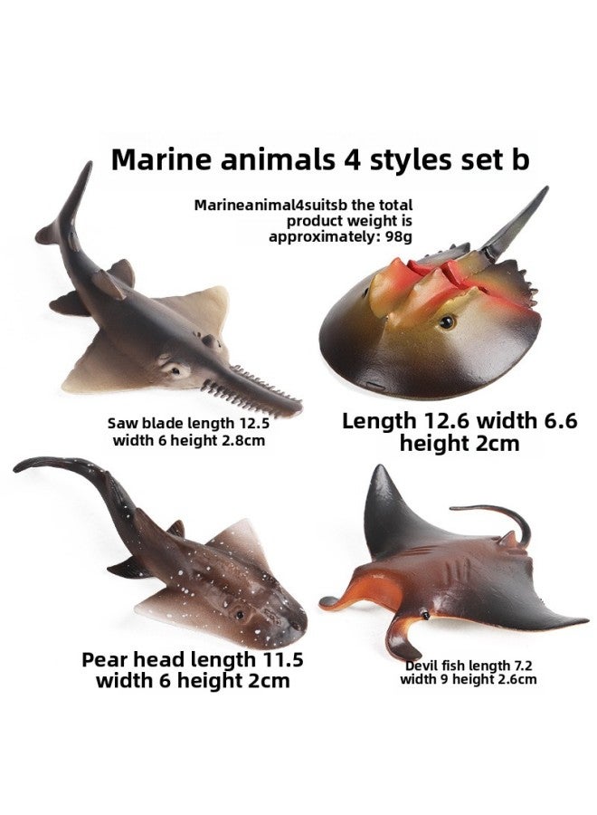 Children's Cognitive Simulation Marine Animal Model Suit Toy Arctic Penguin Emperor Penguin Static Solid Ornaments-Color:HY666 Marine Combination B(4 Sets) - Image 1