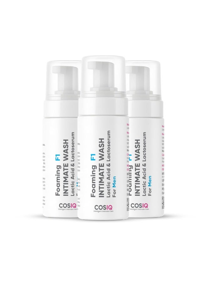 CosIQ Cos-IQ foaming f1 Intimate Wash for Men (Pack of 3 X 100ml) | Hygiene Wash with Lactic Acid & Lactoserum | Men Genital Wash| - Image 1