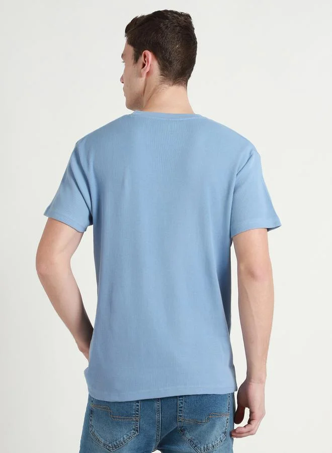 Dennis Lingo Waffle Knit Crew Neck Cotton T-Shirt