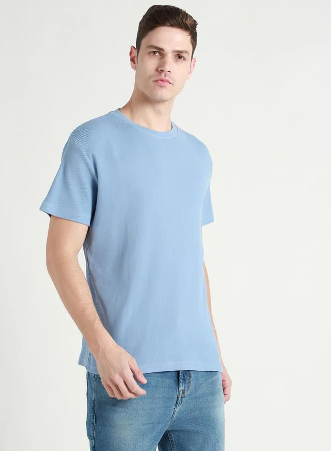 Dennis Lingo Waffle Knit Crew Neck Cotton T-Shirt