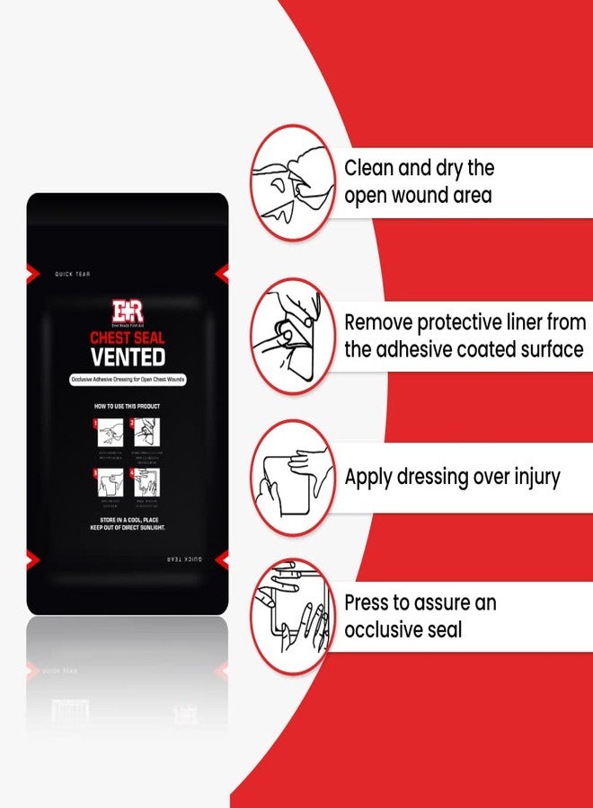 Ever Ready First Aid Vented Chest Seal with Quick Tear - 6.6” Square Occlusive Adhesive Dressing for Open Chest Wounds - 2 Pack - Image 5