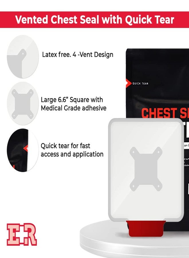 Ever Ready First Aid Vented Chest Seal with Quick Tear - 6.6” Square Occlusive Adhesive Dressing for Open Chest Wounds - 2 Pack - Image 4