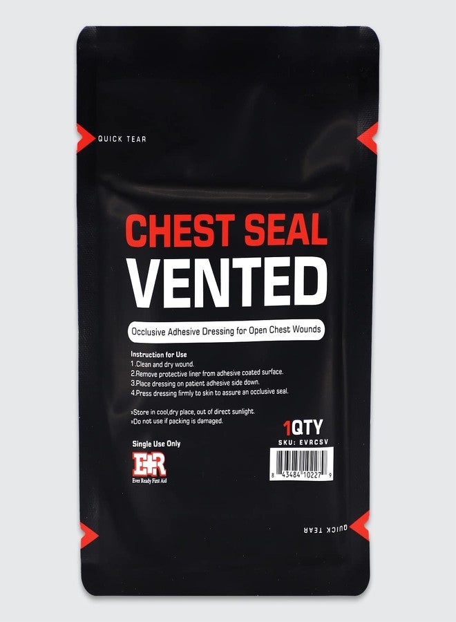 Ever Ready First Aid Vented Chest Seal with Quick Tear - 6.6” Square Occlusive Adhesive Dressing for Open Chest Wounds - 2 Pack - Image 2