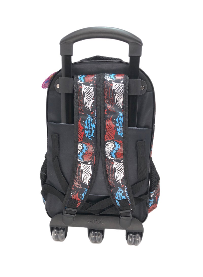 i-kola Stylish 18-Inch 3D Trolley Backpack: Cars Design, High-Quality Construction, and Complete Set with Lunch Bag and Pencil Case - Image 4