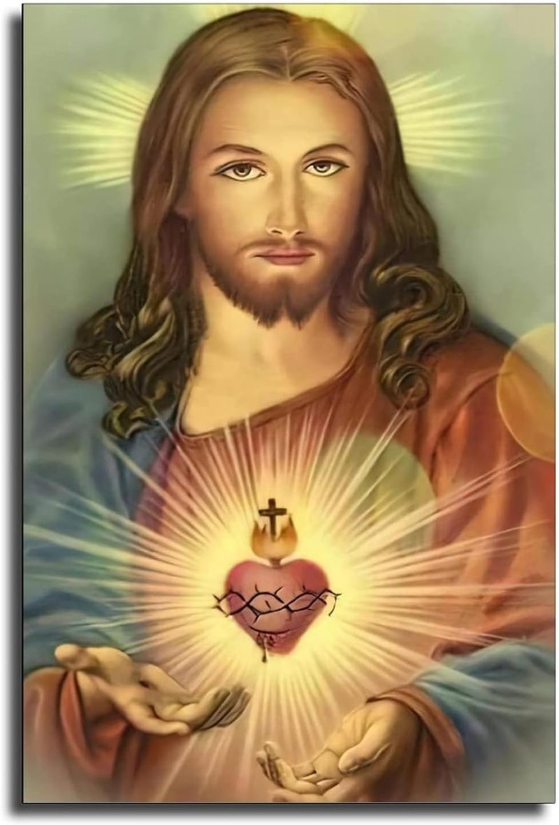 FireDeer Catholic Jesus Poster Print On Canvas Painting Christian God Pictures for Living Room No Frame - Image 1
