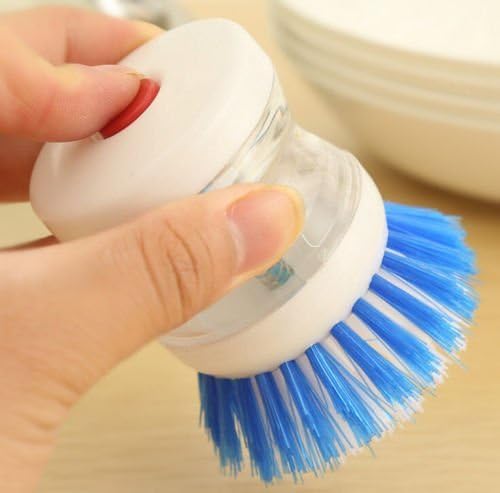 KHEDU FAB Khedu Fab 2 Pcs DishWashbasin Plastic Cleaning Brush with Liquid Soap Dispenser Plastic Wash Basin Brush Cleaner with Liquid Soap Dispenser Multicolour  - Image 5