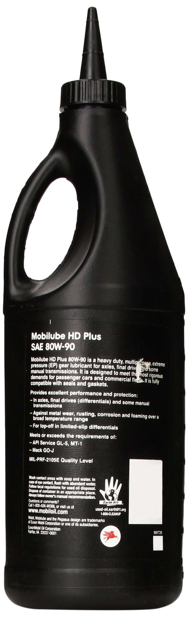Mobilube HD Plus 80w90, Gear Oil, 1 qt. - Image 2
