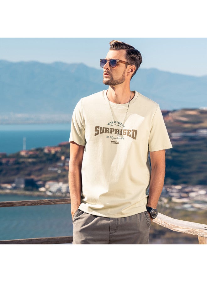 Smooth & Cool】men's Ice Silk Cotton Short Sleeve T-shirt - 2025 Summer Letter Print Tee For Youth - Image 2