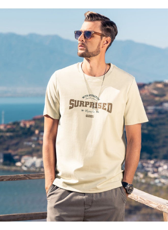 Smooth & Cool】men's Ice Silk Cotton Short Sleeve T-shirt - 2025 Summer Letter Print Tee For Youth - Image 1