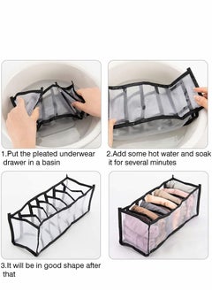 KASTWAVE Underwear Drawer Organizer, Foldable Storage Divider Boxes Includes Cell Collapsible Closet Compartments for Socks Bras Ties Lingerie 8Pcs, Black  - Image 2
