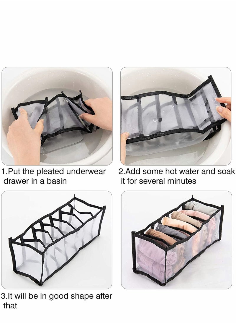 KASTWAVE - Underwear Drawer Organizer, Foldable Storage Divider Boxes Includes Cell Collapsible Closet Compartments for Socks Bras Ties Lingerie 8Pcs, Black - Image 1