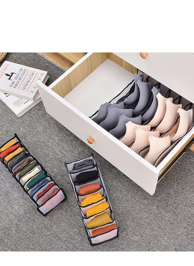 KASTWAVE - Underwear Drawer Organizer, Foldable Storage Divider Boxes Includes Cell Collapsible Closet Compartments for Socks Bras Ties Lingerie 8Pcs, Black - Image 1