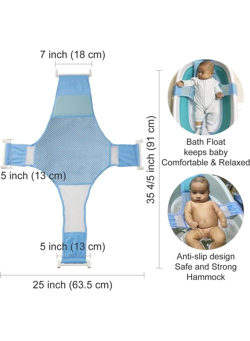 ChicAbode شبكة استحمام للأطفال، دعامة قابلة للتعديل لحوض الاستحمام من القطن، دعامة استحمام للأطفال، شبكة أرجوحة دعامة استحمام للأطفال، قابلة للتعديل، ناعمة ومريحة، بدون نتوءات، لا تسبب تلف الجلد، مانعة للانزلاق، زرقاء - Image 2