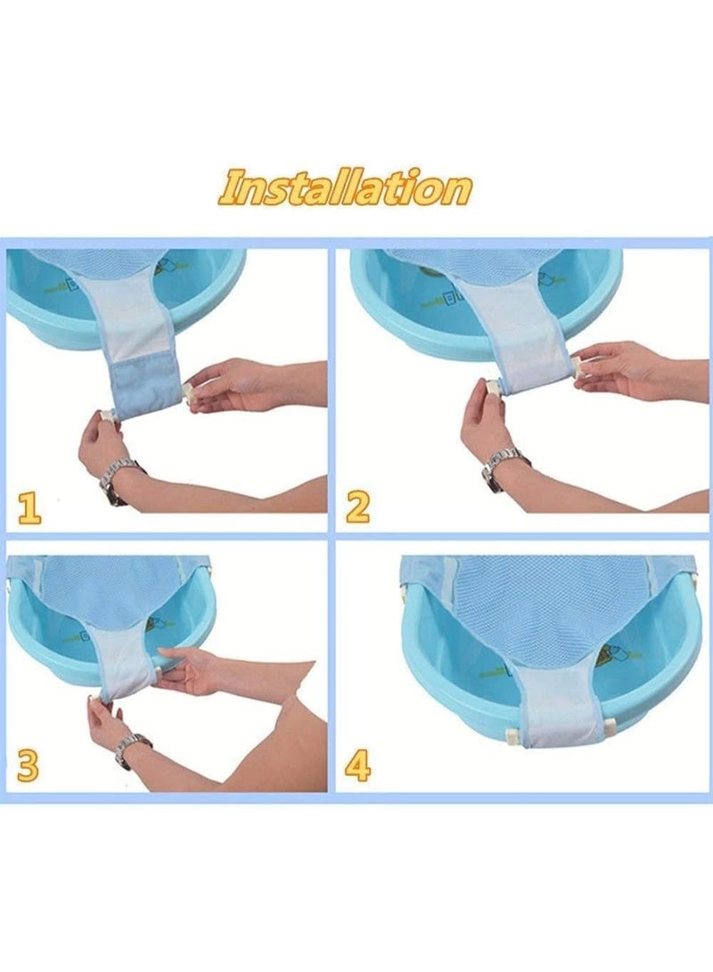 ChicAbode شبكة استحمام للأطفال، دعامة قابلة للتعديل لحوض الاستحمام من القطن، دعامة استحمام للأطفال، شبكة أرجوحة دعامة استحمام للأطفال، قابلة للتعديل، ناعمة ومريحة، بدون نتوءات، لا تسبب تلف الجلد، مانعة للانزلاق، زرقاء - Image 4