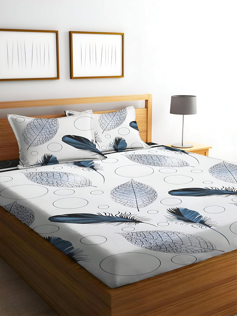 STARNSTYLE Polycotton 220 TC Floral Printed King Size Double Bedsheet with 2 Pillow Covers, (90 x 90 Inches,) Till - Image 1