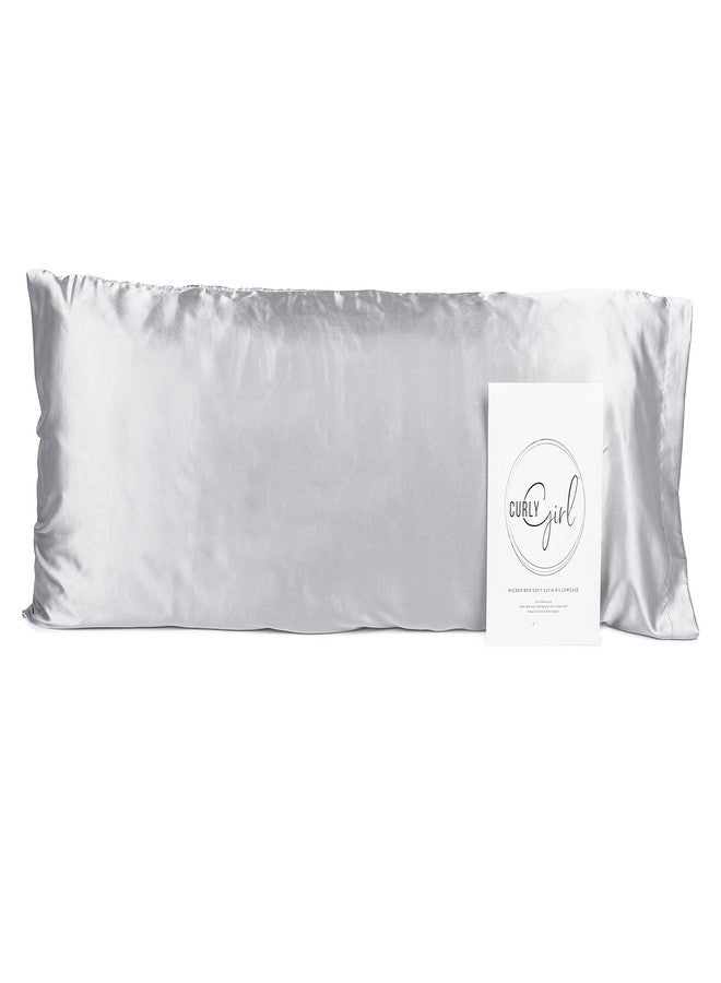 Curly Girl Microfiber Satin Pillowcase for Hair and Skin Pillowcase, Body Size Pillow Cases, Slip Cooling Satin Pillow Covers, Envelope Closure Light, Body 20" x 54" (Gray) - Image 1