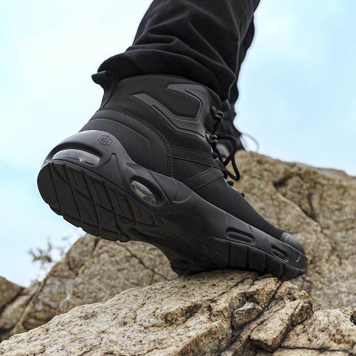 KEFUWU Military Tactical Boots Women Wide Waterproof 6 Inches Lightweight Durable Side-Zip Combat Hiking Work Boots Non Slip(8 Women,Black) - Image 2
