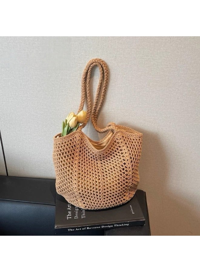 القطن المنسوجة حقيبة يد / حقيبة الكتف ، الكاكي ، ومناسبة للرحلات اليومية والعطلات ، أسلوب بسيط ، سخية ، والمواد البيئية ودائمة - Image 1