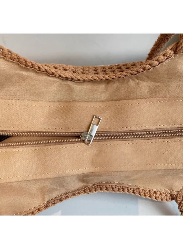 القطن المنسوجة حقيبة يد / حقيبة الكتف ، الكاكي ، ومناسبة للرحلات اليومية والعطلات ، أسلوب بسيط ، سخية ، والمواد البيئية ودائمة - Image 4