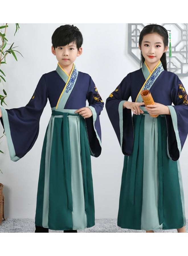 NIBEMINENT Children's performance costumes, Hanfu, ancient costumes, academic style, boys and girls, three-character classic, and bookboy roles - Image 1