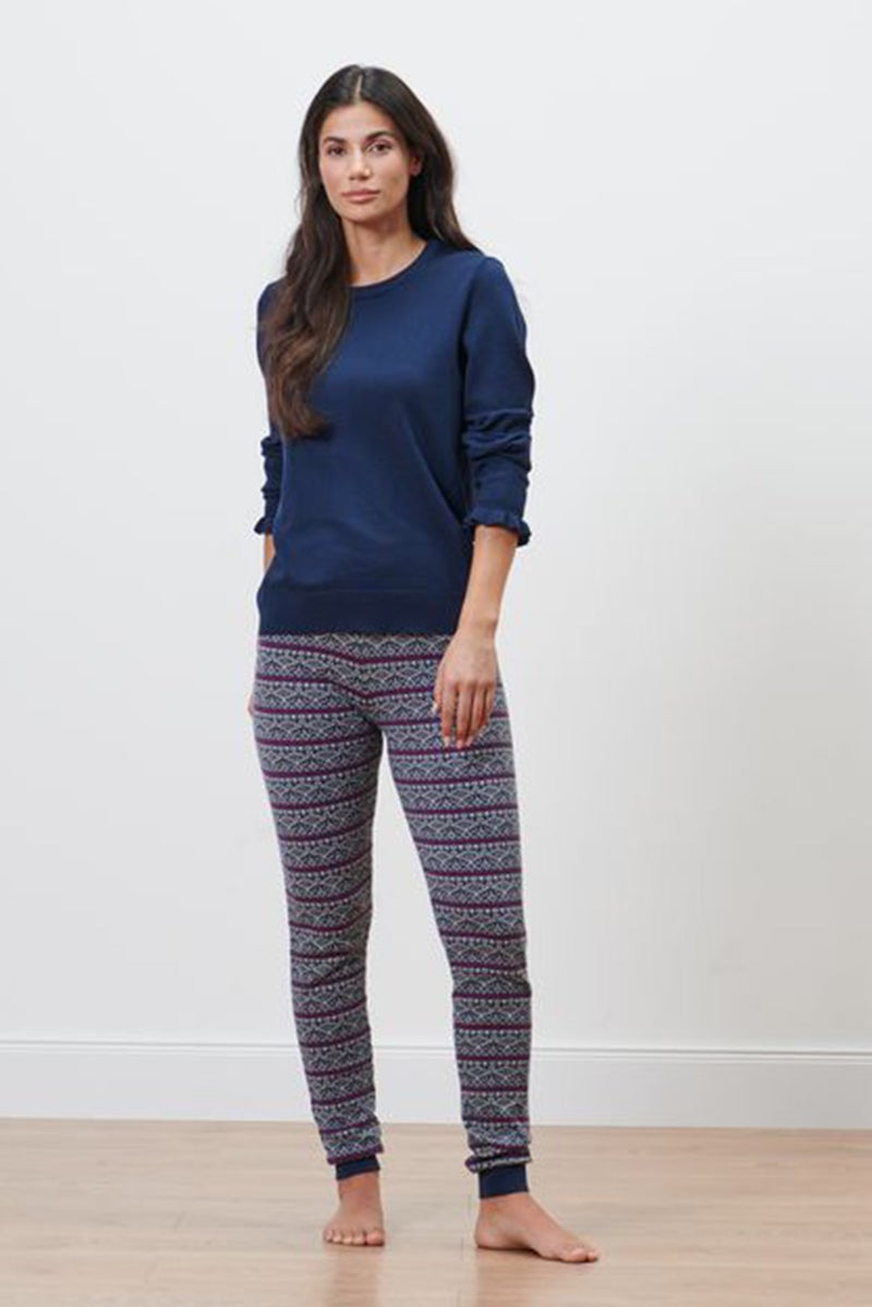 Tchibo Women Full Length Textured Legging, Navy Combo - Image 1