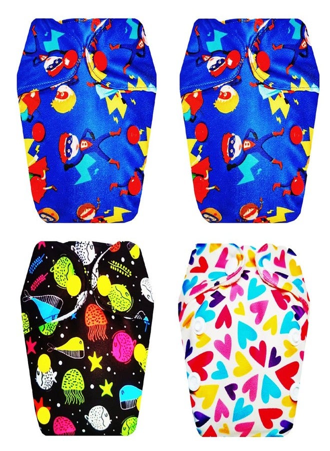 Dumbledo Premium Newborn Cloth Diaper with Integrated Insert (Pack of 4) | Snug Fit | 6-Layer Absorbent Pad | Travel Friendly | All-Day Wear | 0 - 4 Months | Unisex Baby - Image 1
